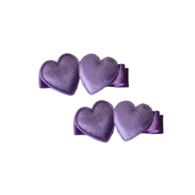 Embellished Non Slip Hair Clip - Satin Heart Duo (8 Colours)