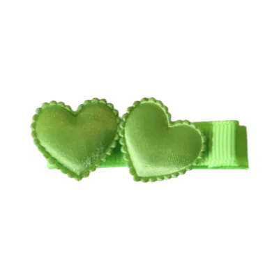 Embellished Non Slip Hair Clip - Satin Heart Duo (8 Colours)