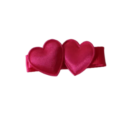 Embellished Non Slip Hair Clip - Satin Heart Duo (8 Colours)