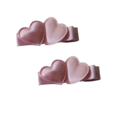 Embellished Non Slip Hair Clip - Satin Heart Duo (8 Colours)