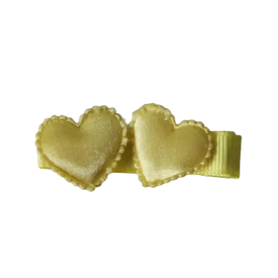 Embellished Non Slip Hair Clip - Satin Heart Duo (8 Colours)