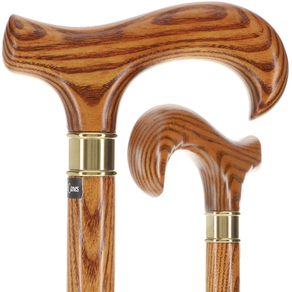 Extra Strong Espresso Ash Wood Derby Cane - Elegant & Durable w/ Standard Option