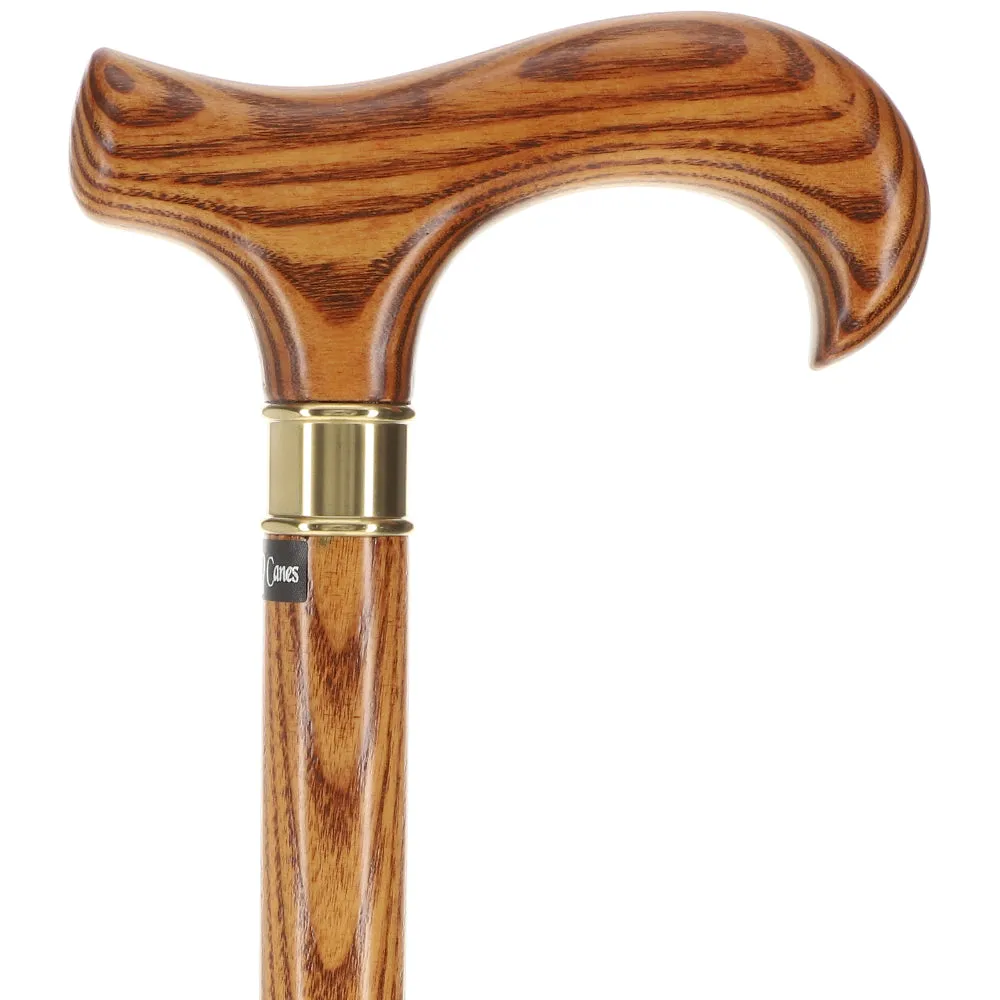 Extra Strong Espresso Ash Wood Derby Cane - Elegant & Durable w/ Standard Option