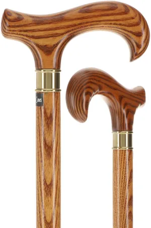 Extra Strong Espresso Ash Wood Derby Cane - Elegant & Durable w/ Standard Option