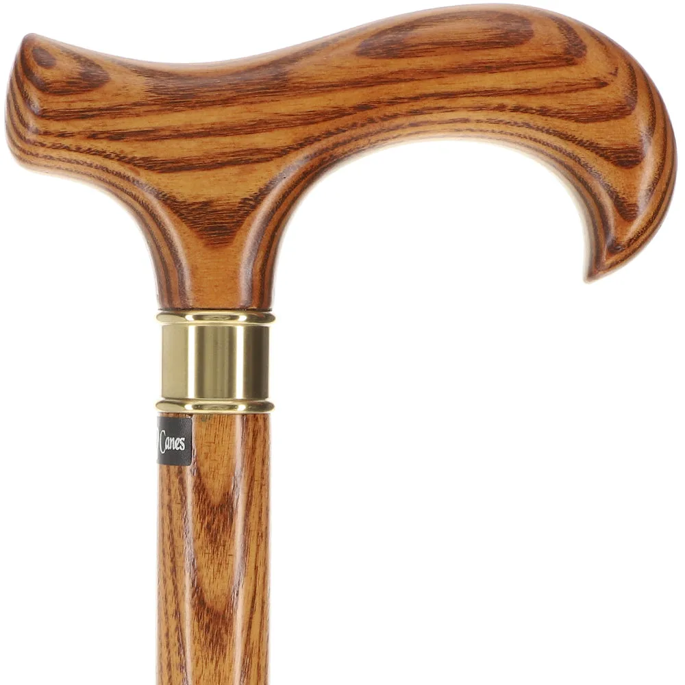 Extra Strong Espresso Ash Wood Derby Cane - Elegant & Durable w/ Standard Option