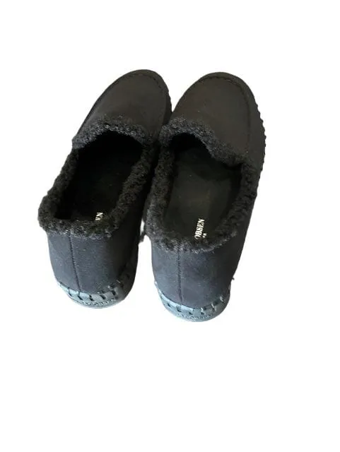 FAUX FUR LINED BLACK LOAFER