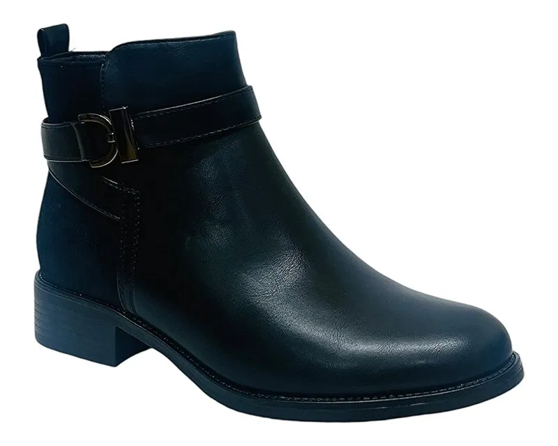 Faux Leather Smart Zip Ankle Boots