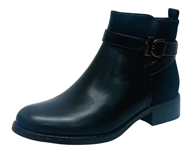 Faux Leather Smart Zip Ankle Boots