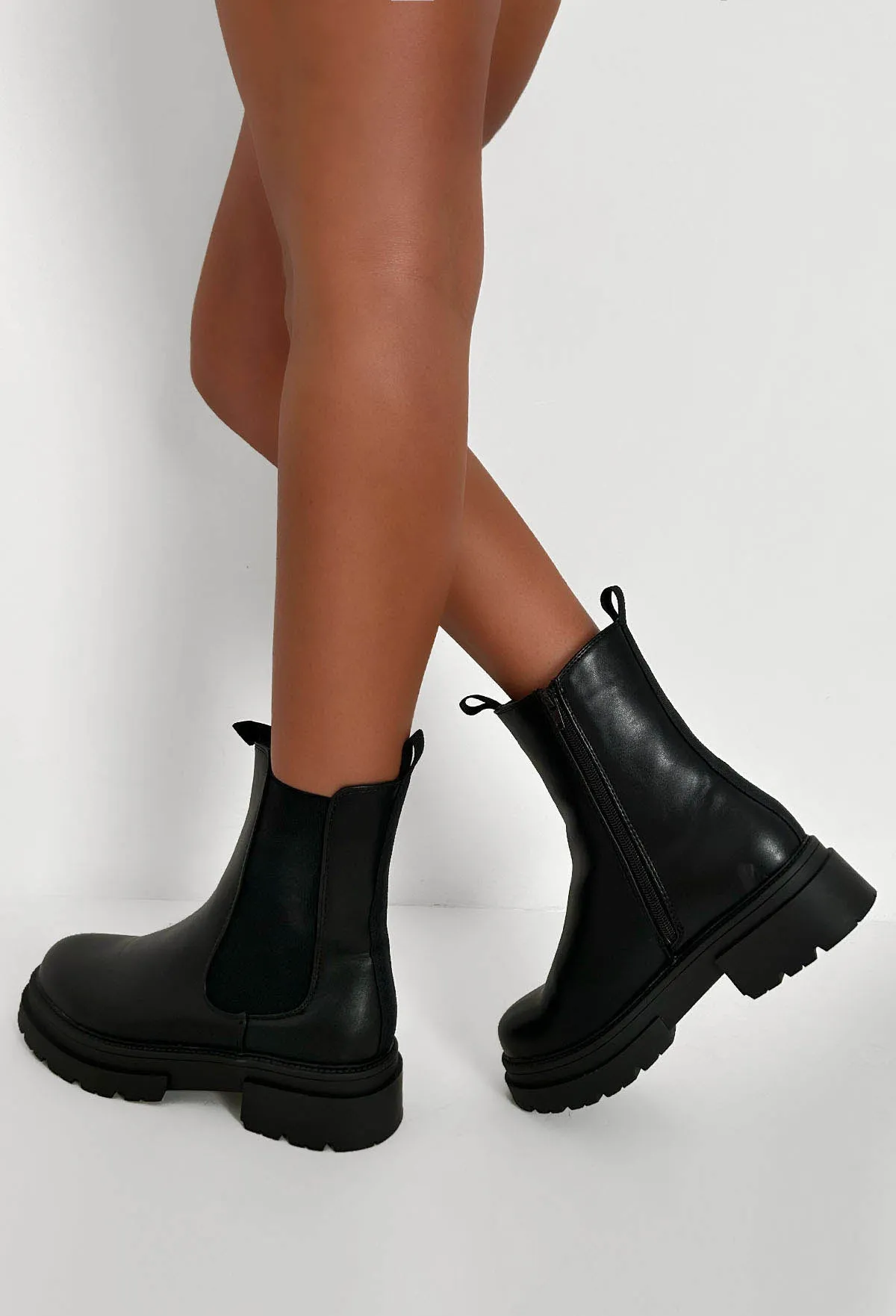 Iconic Love Black Faux Leather Chelsea Boots