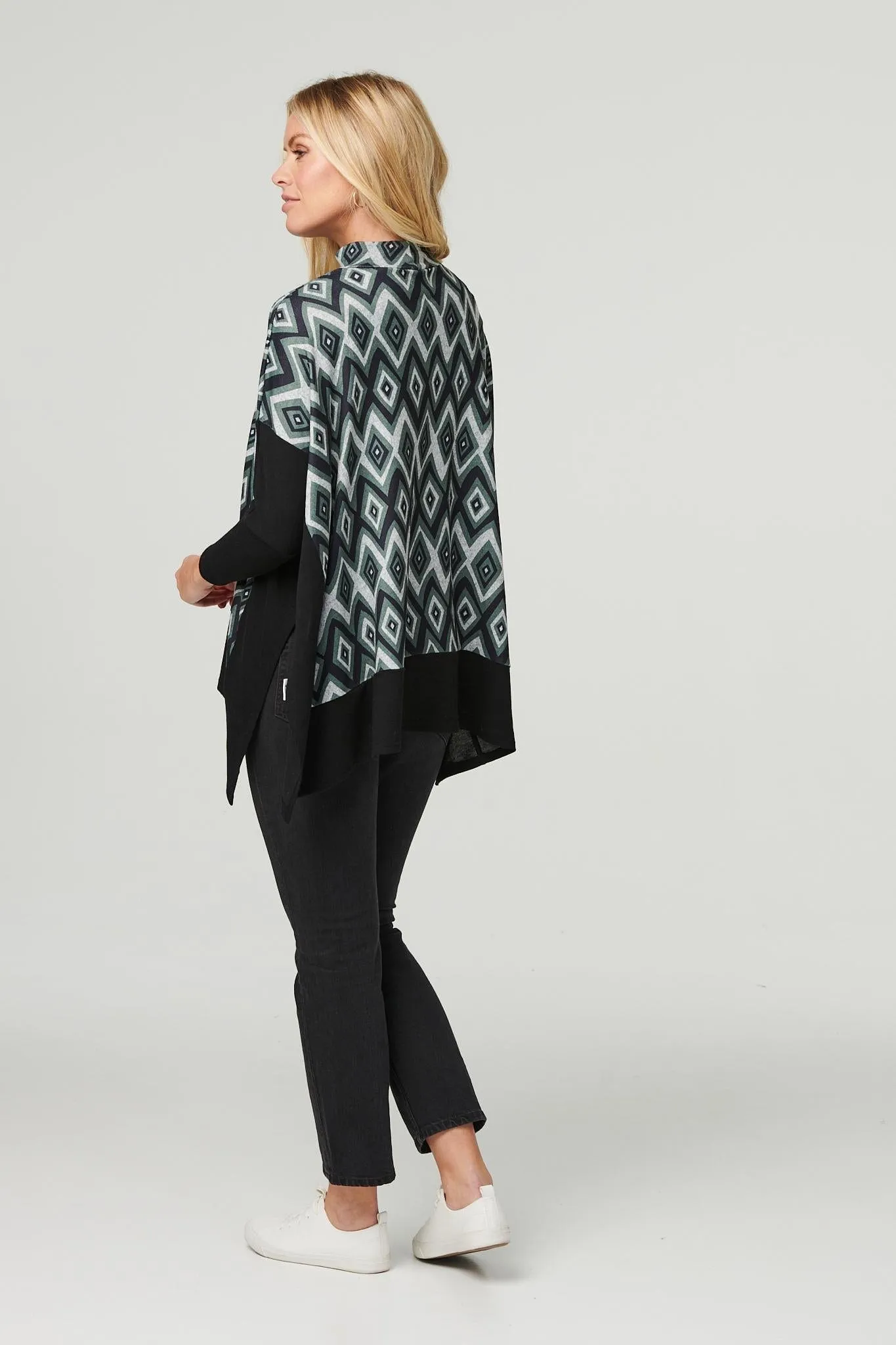 Ikat Print High Neck Oversized Top