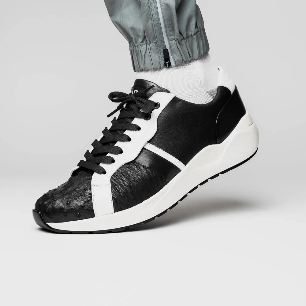 Marco Di Milano LYON II Ostrich and Calfskin Black/White Sneakers