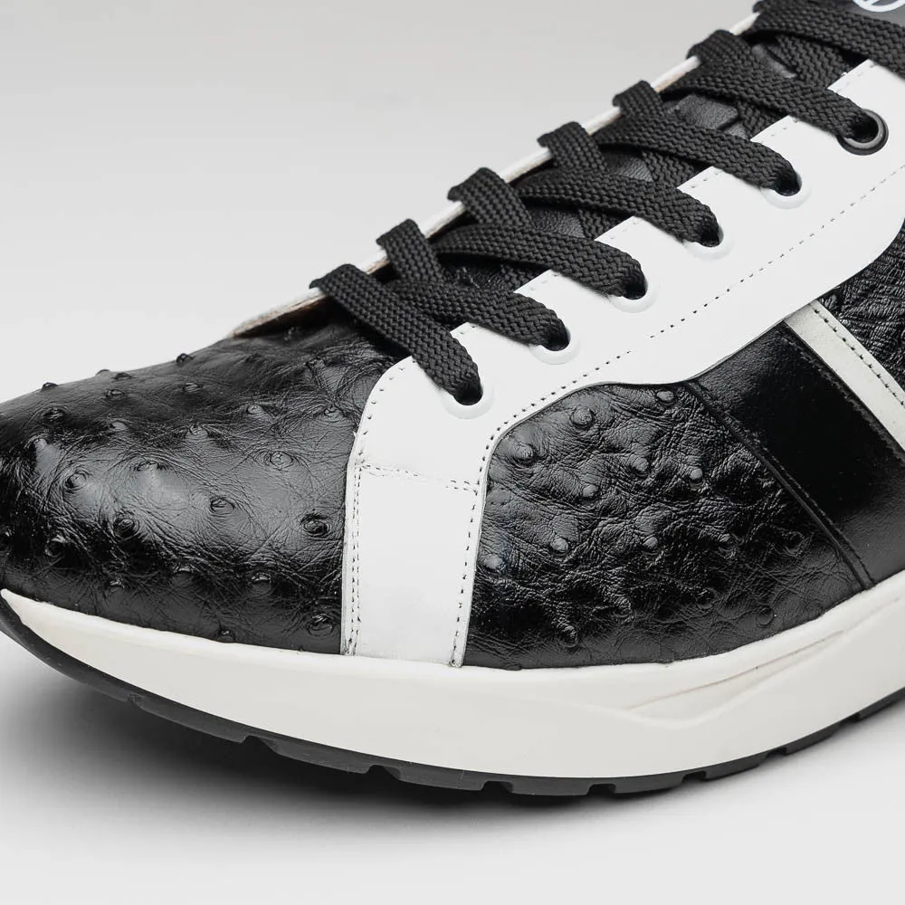 Marco Di Milano LYON II Ostrich and Calfskin Black/White Sneakers