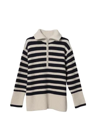 Marine Fisherman Zip Up - Navy Stripe