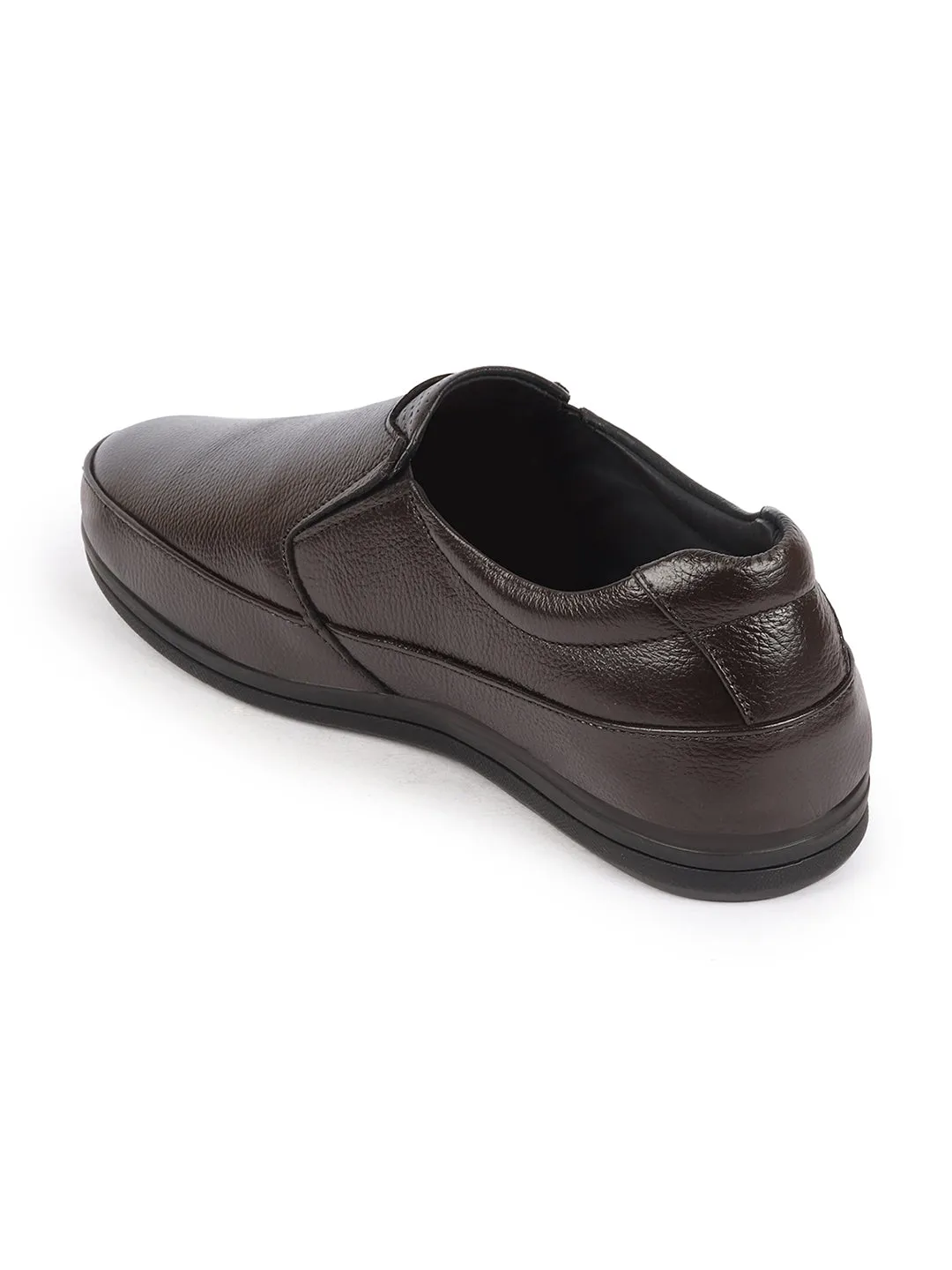 Men Brown Formal Office Genuine Leather Slip On Shoes