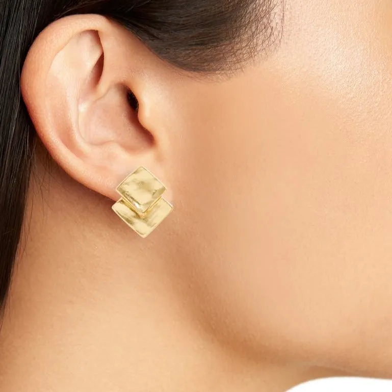 Overlap Square Clip Earrings