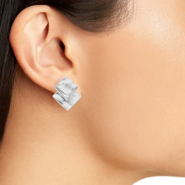 Overlap Square Clip Earrings