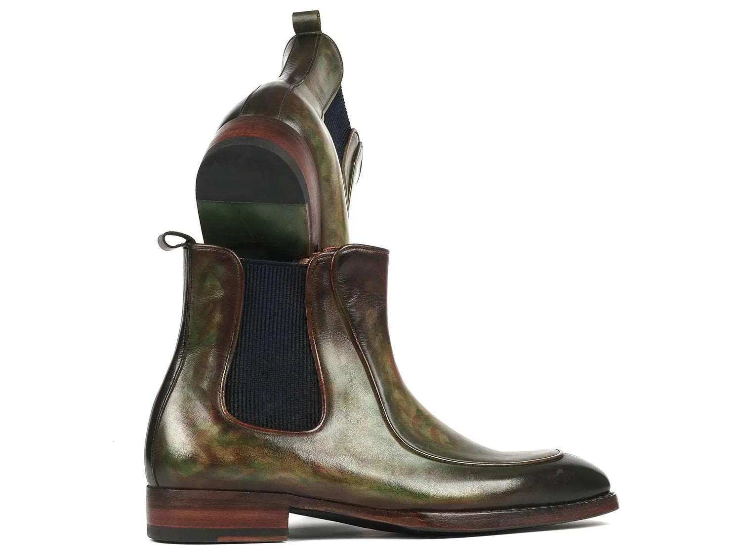 Paul Parkman Green Hand-Painted Chelsea Boots