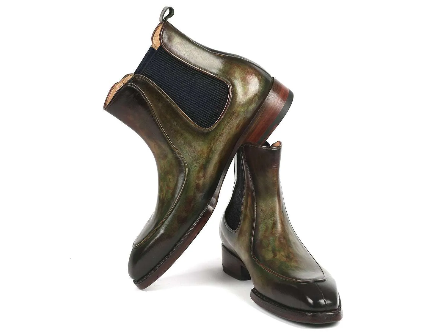 Paul Parkman Green Hand-Painted Chelsea Boots