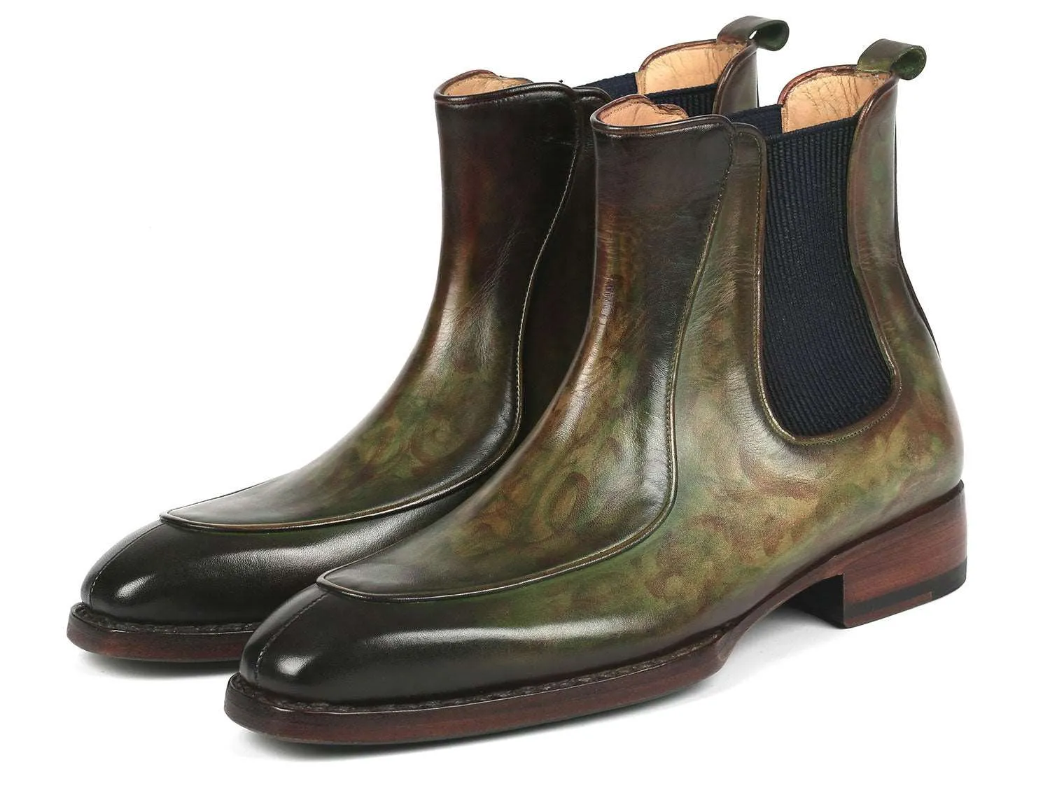 Paul Parkman Green Hand-Painted Chelsea Boots