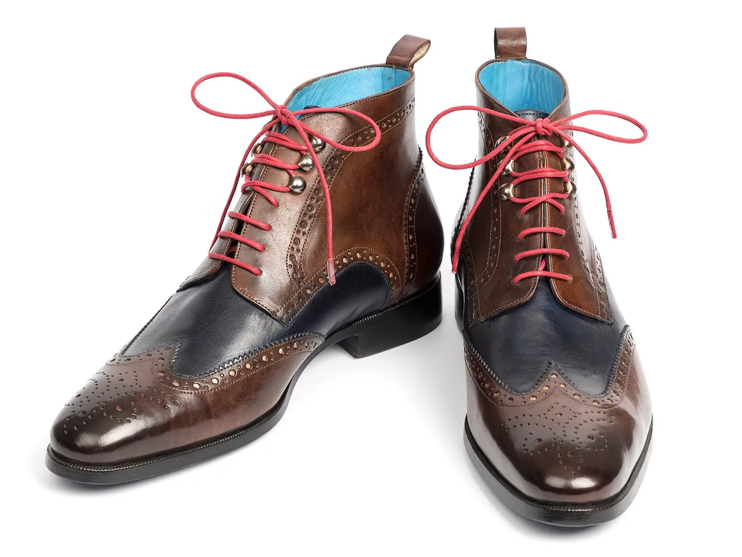 Paul Parkman Wingtip Ankle Boots Brown & Blue