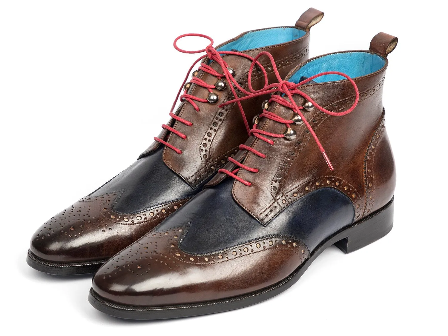 Paul Parkman Wingtip Ankle Boots Brown & Blue