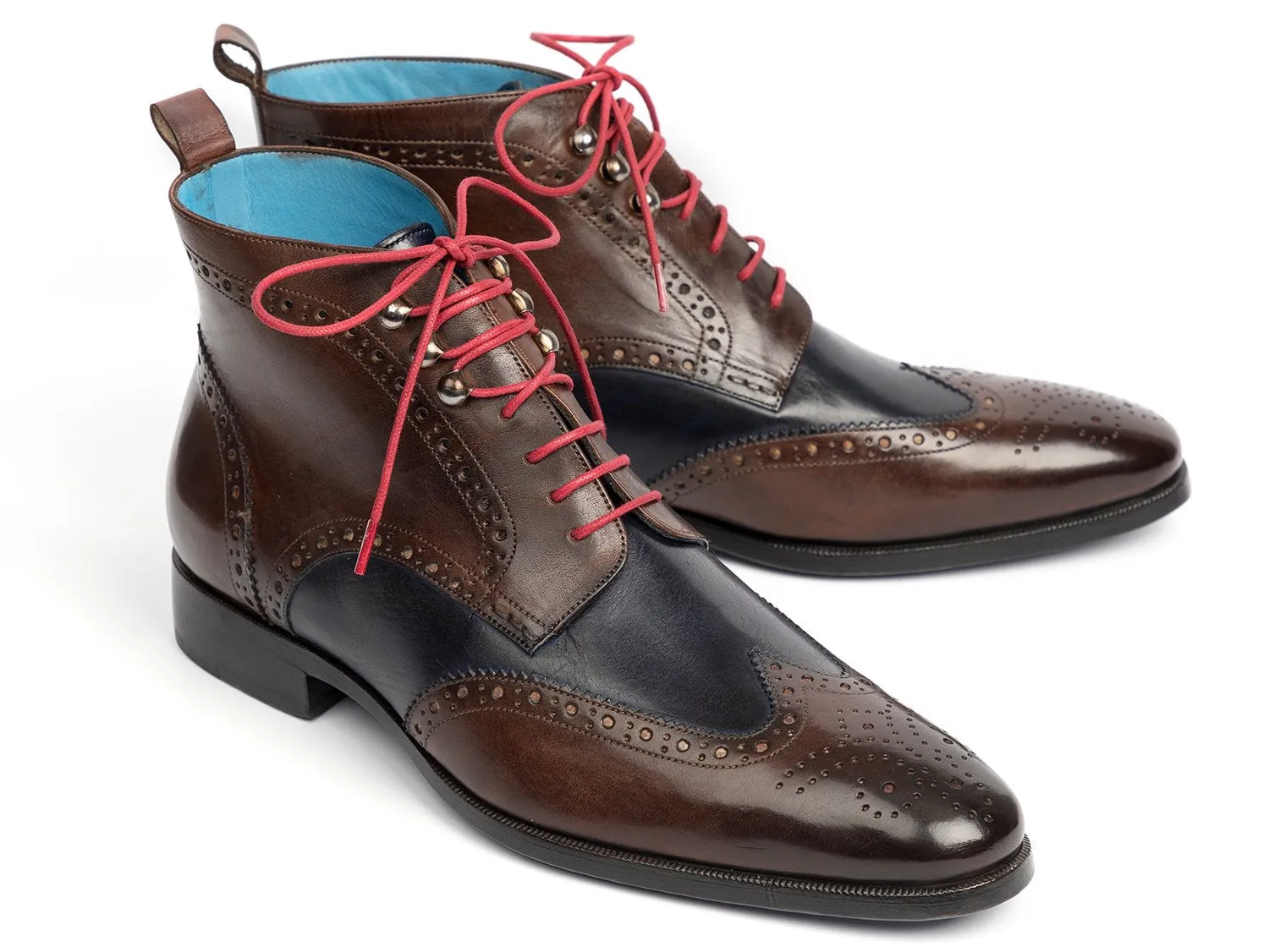 Paul Parkman Wingtip Ankle Boots Brown & Blue