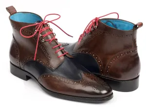 Paul Parkman Wingtip Ankle Boots Brown & Blue