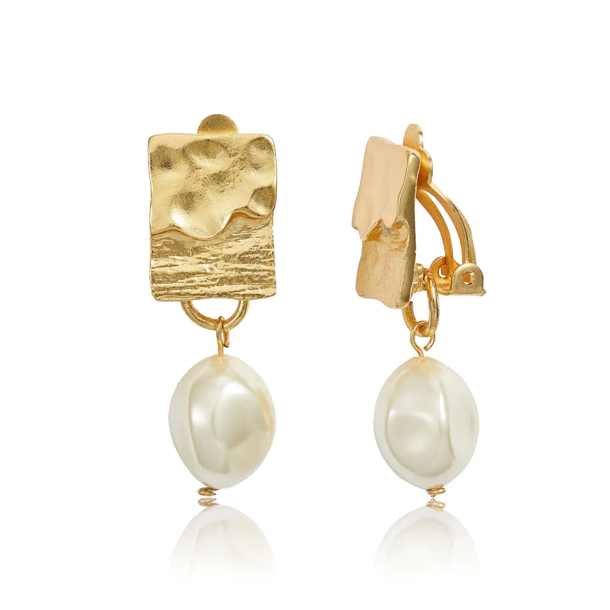 Pearl Drop Clip Earrings