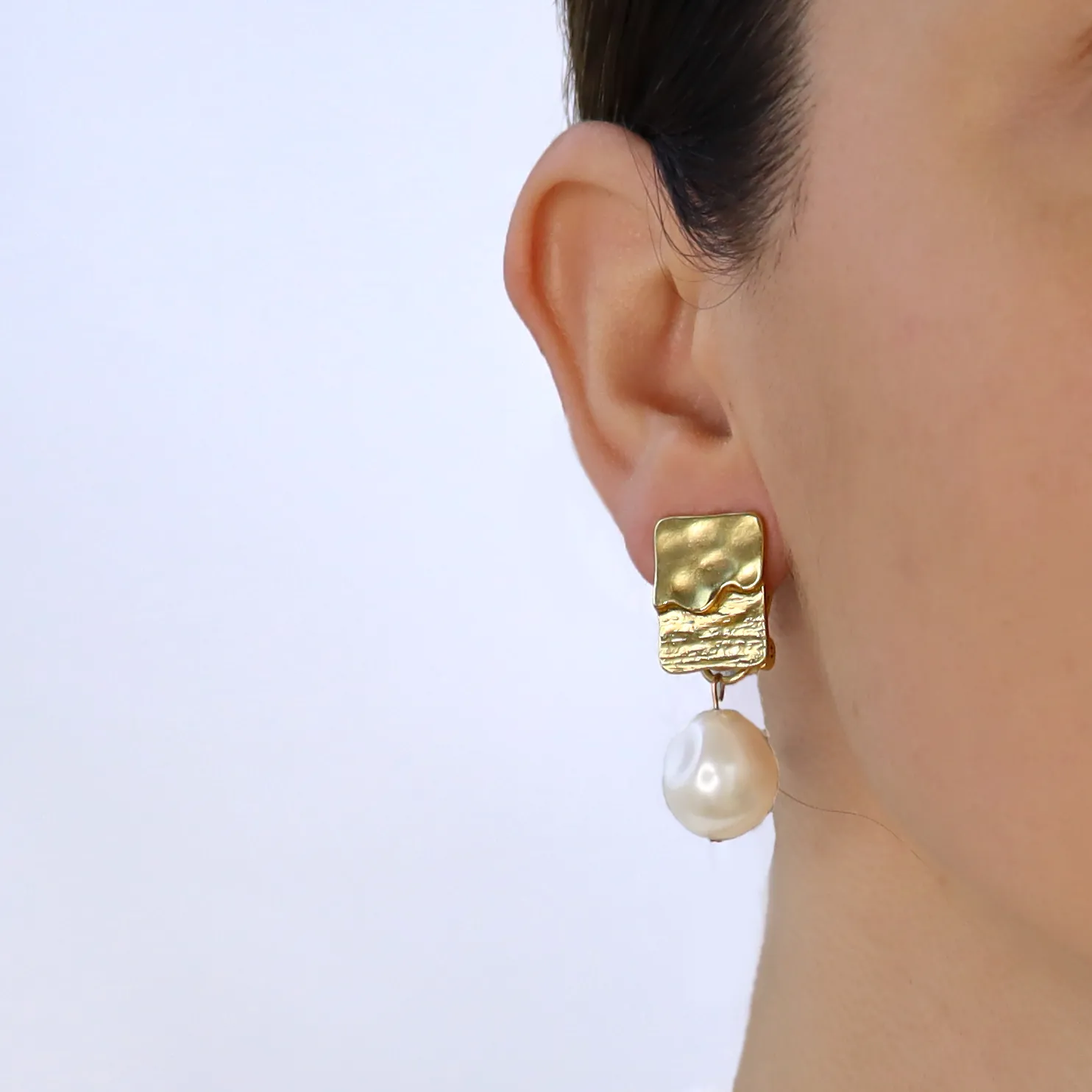 Pearl Drop Clip Earrings