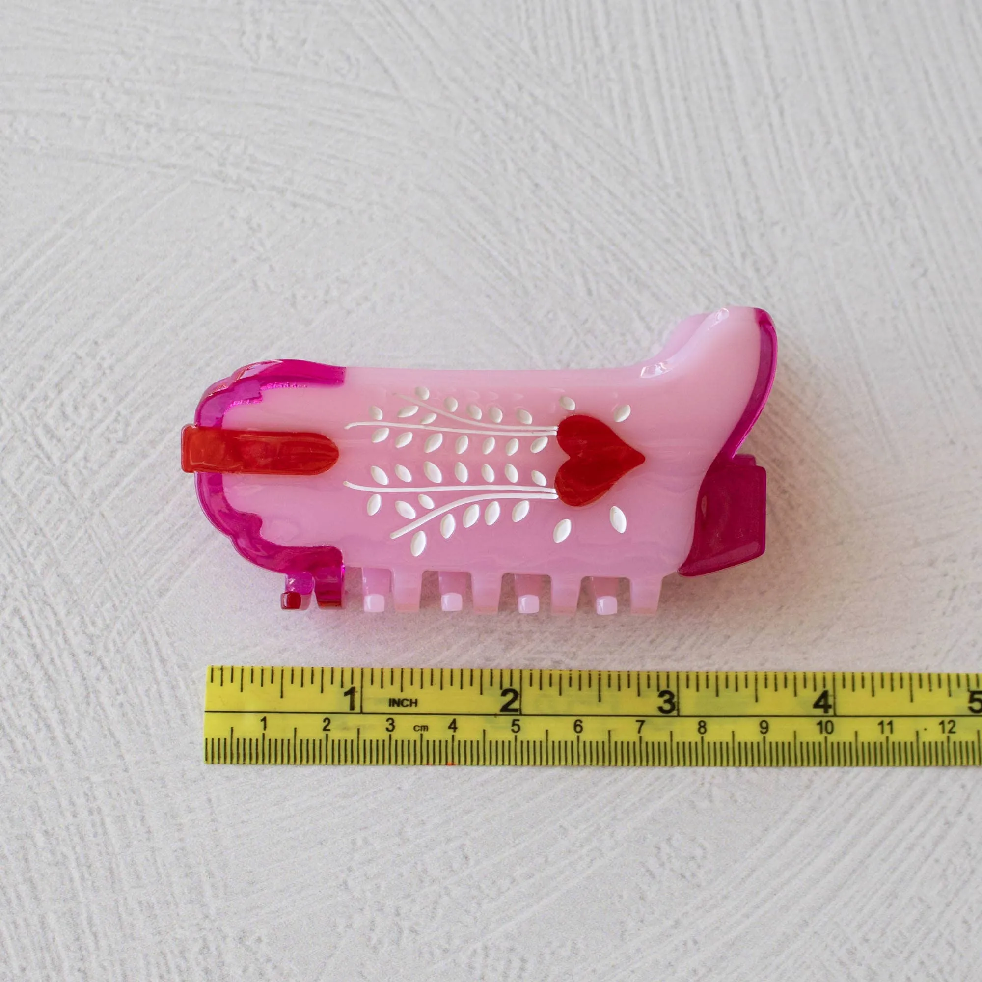 Pink Lady Sweet Heart Cowboy Boots Claw Clip