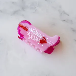 Pink Lady Sweet Heart Cowboy Boots Claw Clip