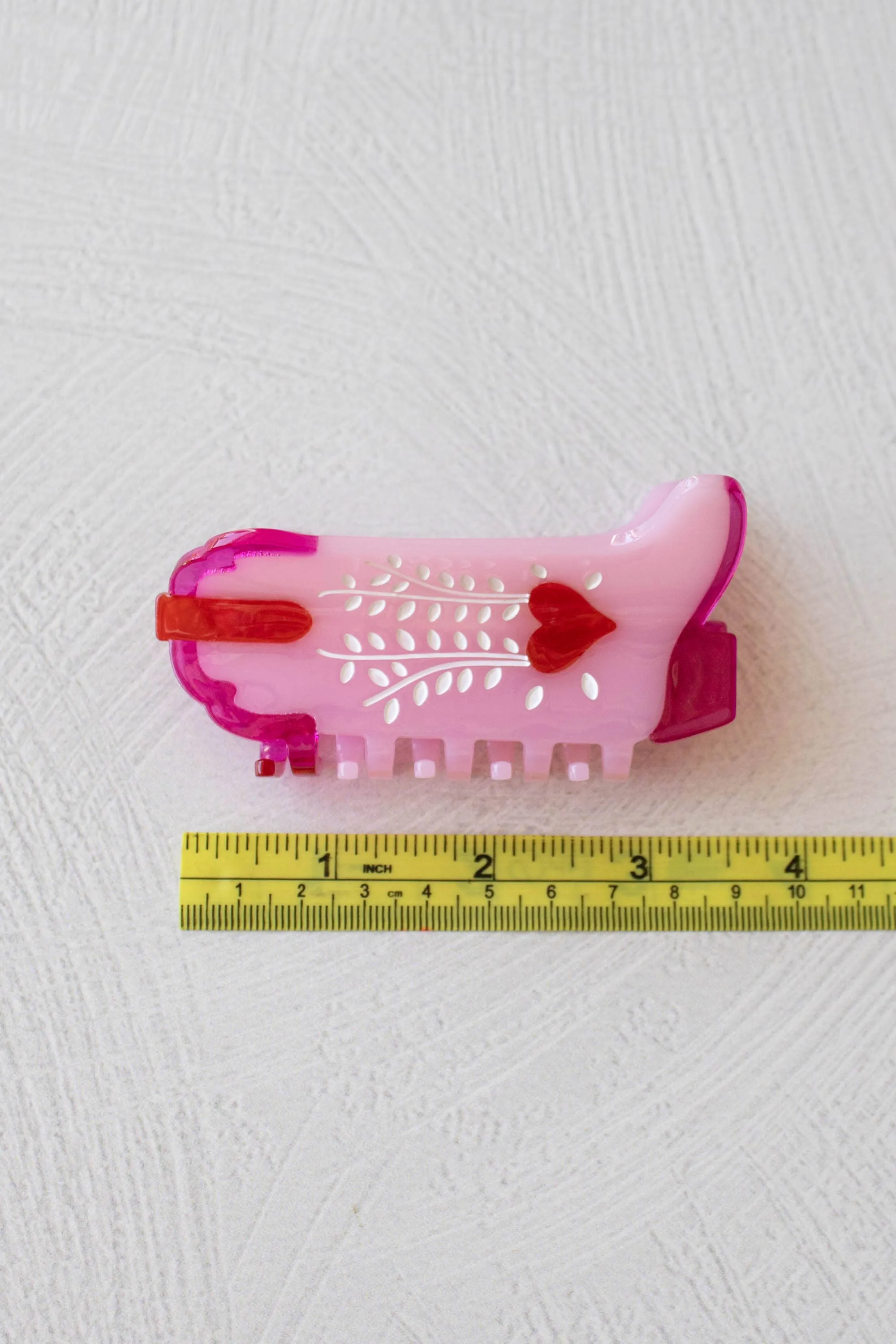 Pink Lady Sweet Heart Cowboy Boots Claw Clip