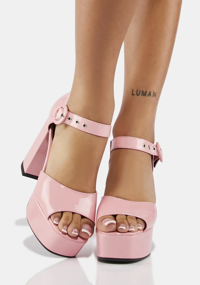 Pink Patent Platform Heels