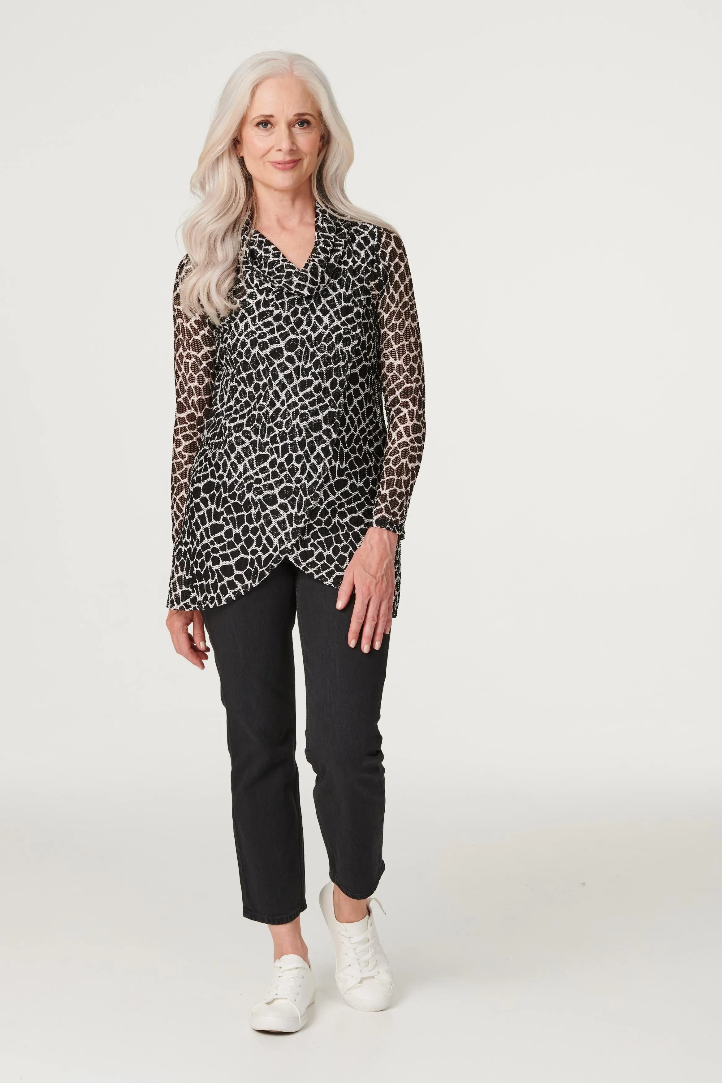 Printed Longline Layered Blouse