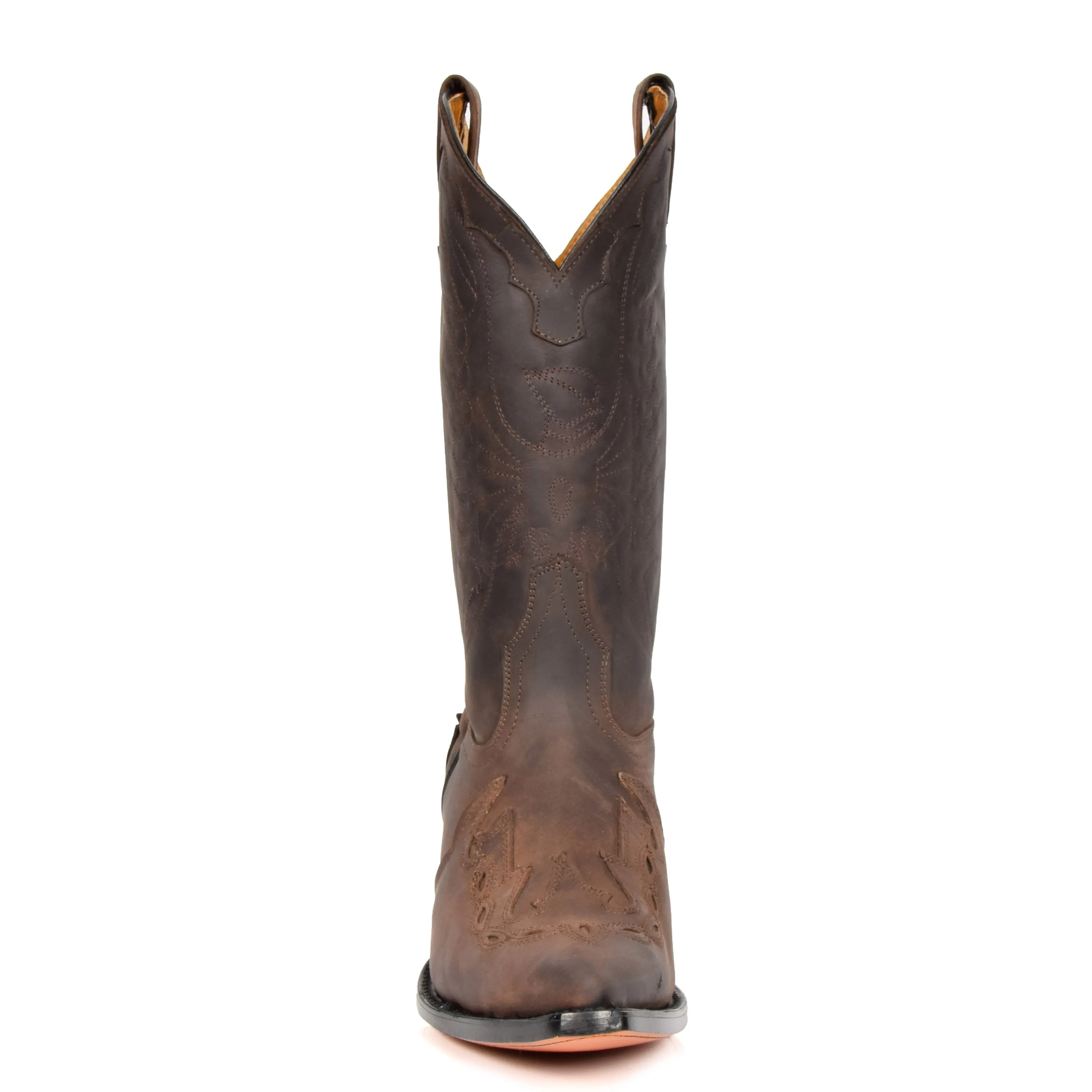 Real Leather Pointed Toe Cowboy Boots AZ350 Brown