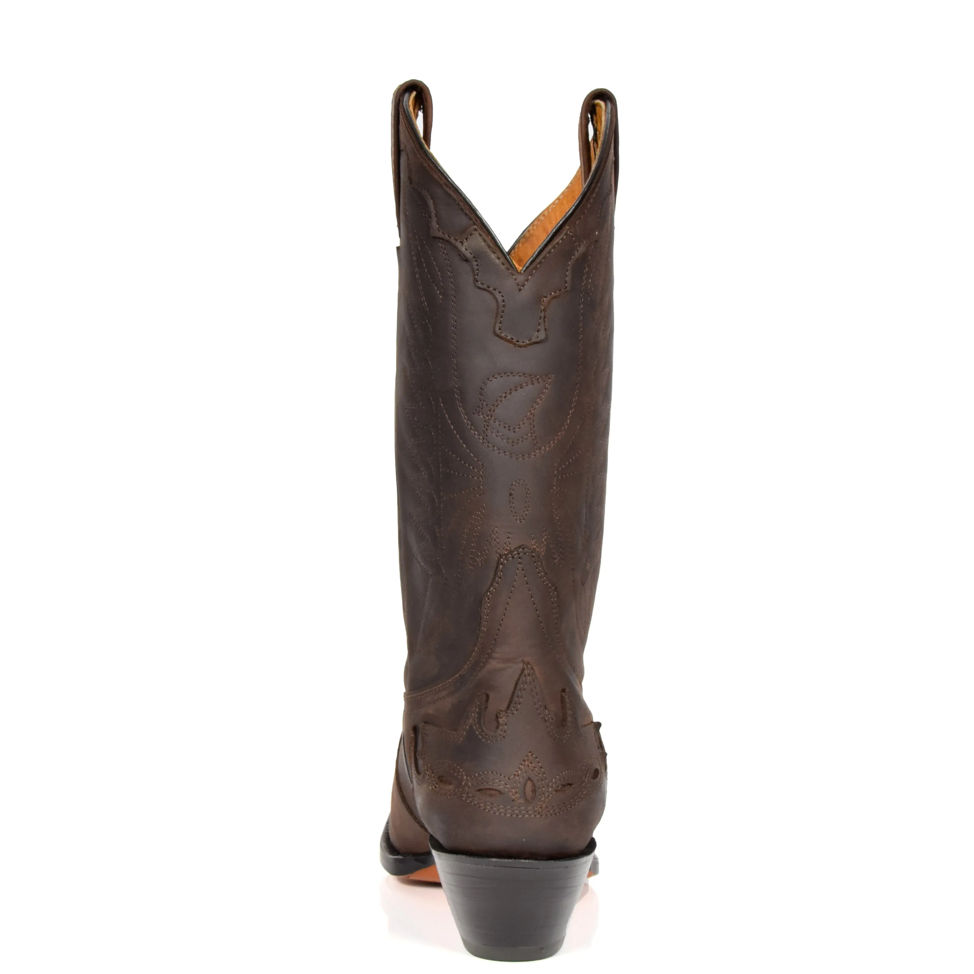 Real Leather Pointed Toe Cowboy Boots AZ350 Brown