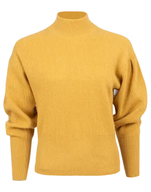 Ribbed Cashmere Mock Neck Pullover