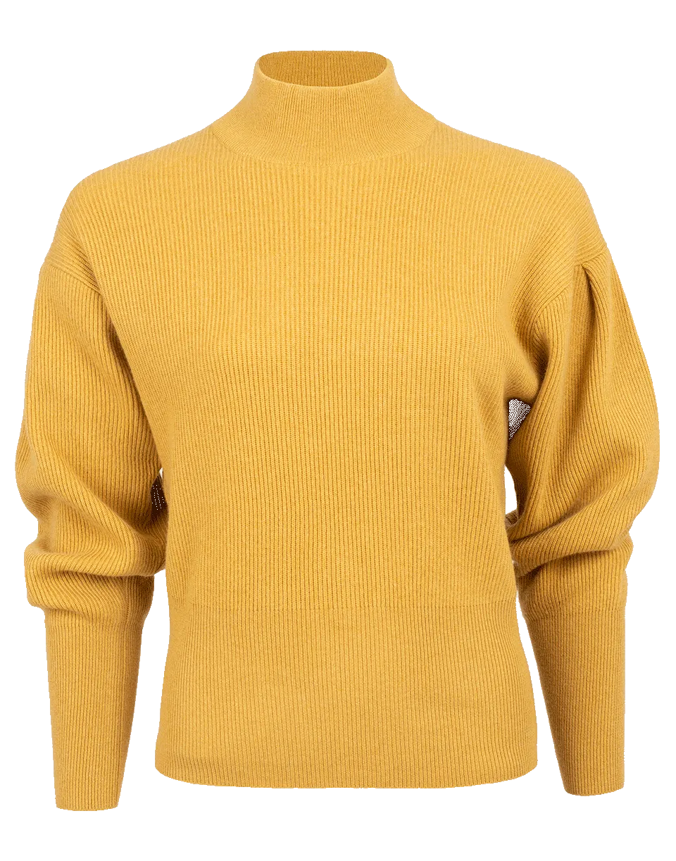 Ribbed Cashmere Mock Neck Pullover