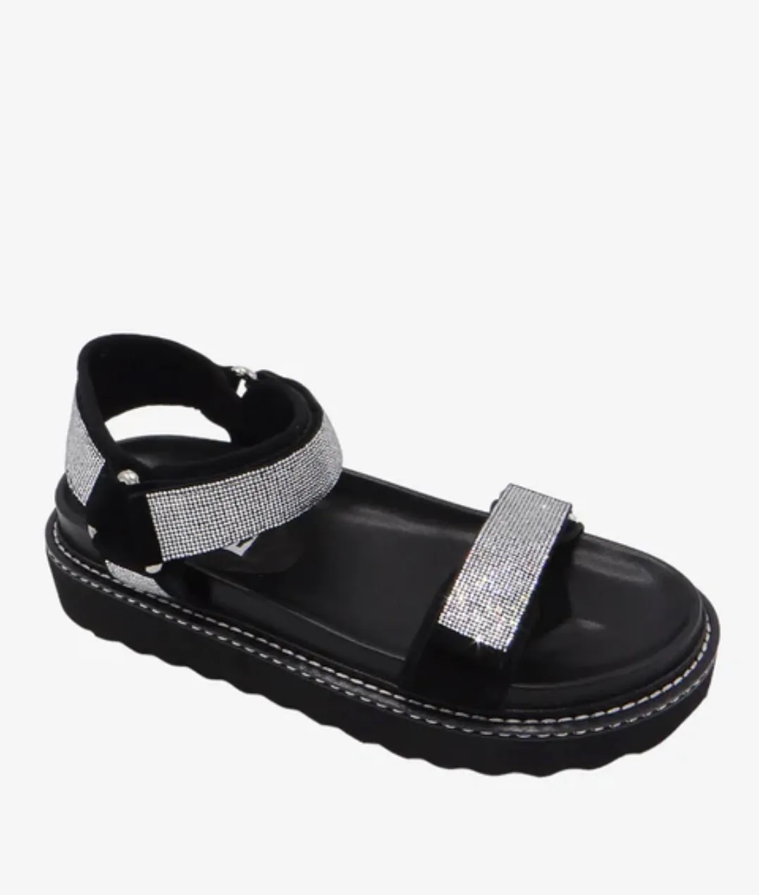 RONI SANDAL BLACK RHINESTONE