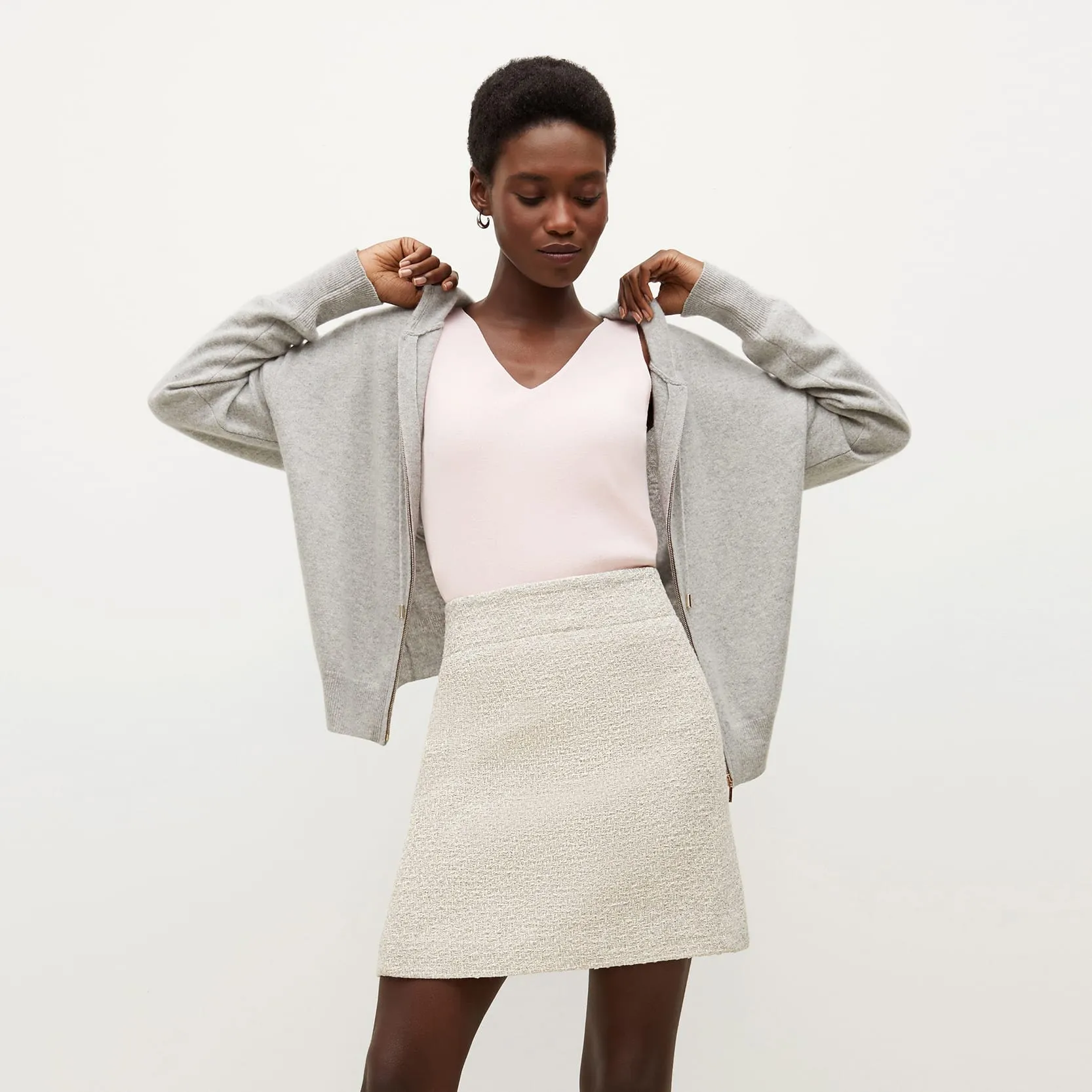 Rowley Skirt - Cotton Boucle :: Sea Salt / Ivory