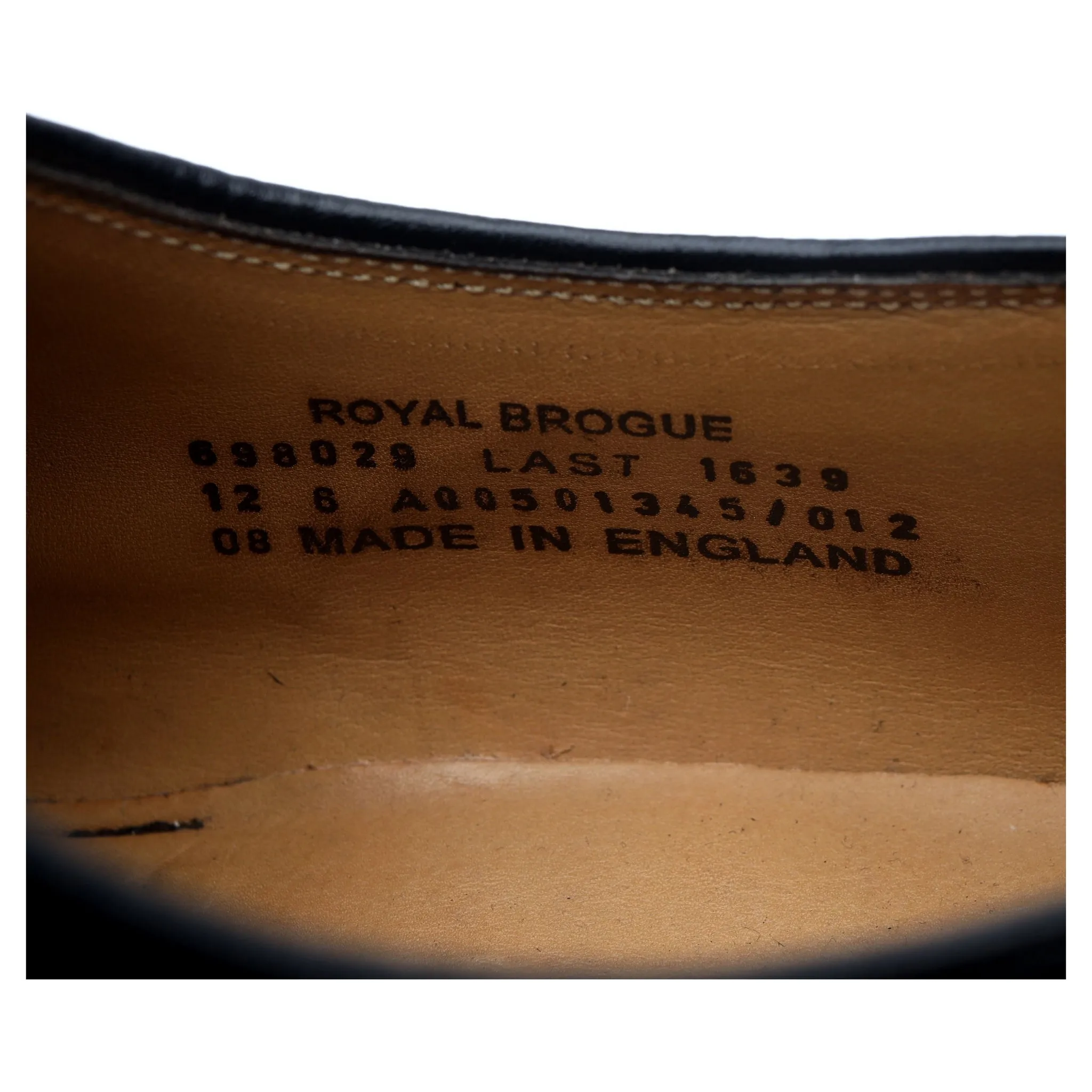 'Royal Brogue' Black Leather Derby UK 12