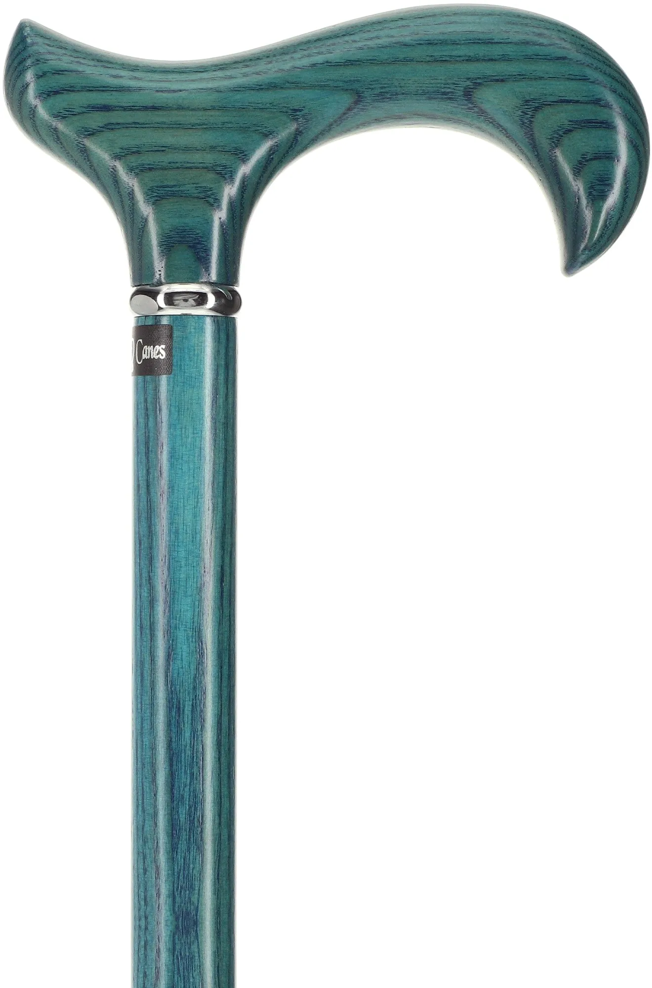 Scratch and Dent Blue Denim Derby Walking Cane With Ash Wood Shaft and Silver Collar V2201