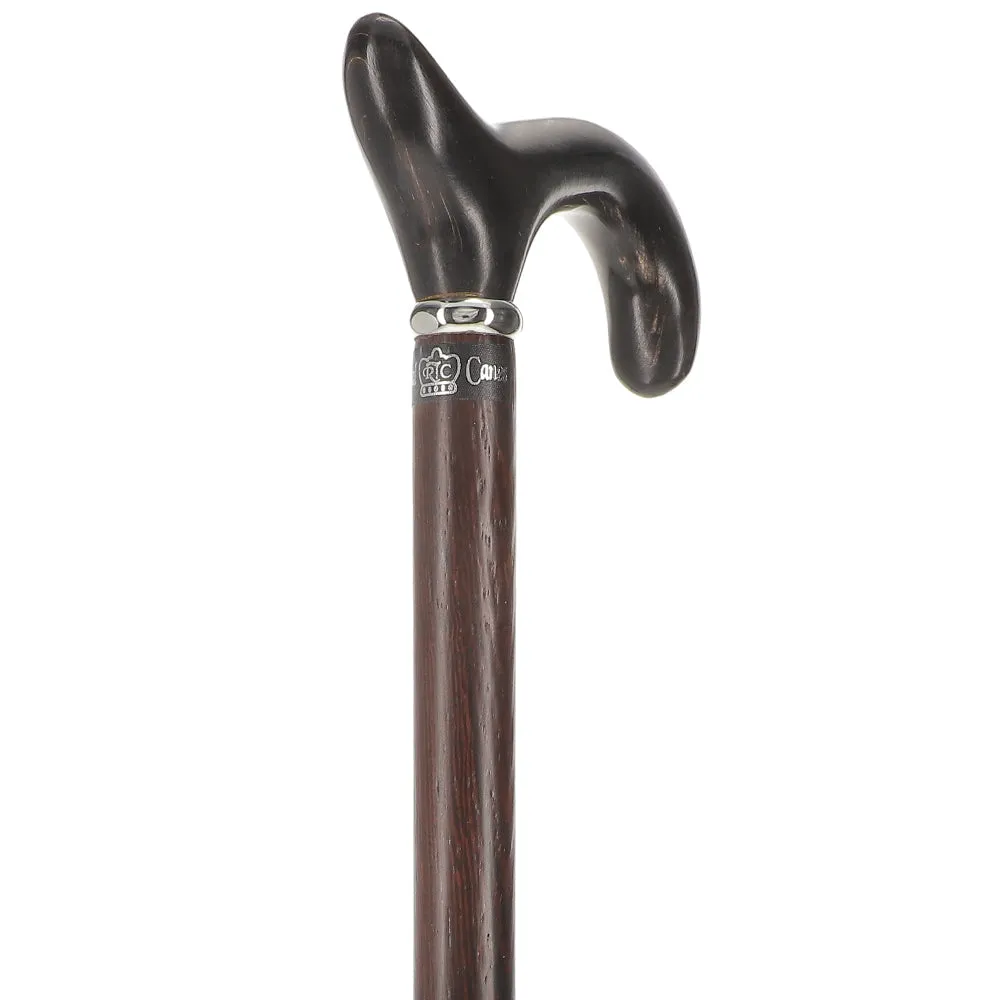 Scratch and Dent Buffalo Horn Derby Cane: Premium, Textured Exotic Wenge Wood V2364