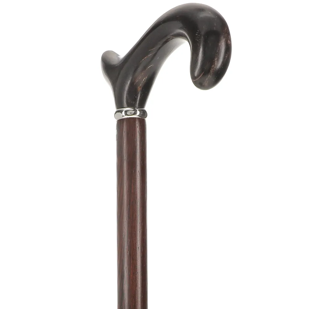 Scratch and Dent Buffalo Horn Derby Cane: Premium, Textured Exotic Wenge Wood V2364