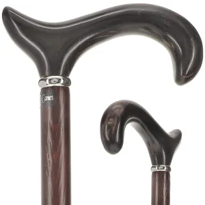 Scratch and Dent Buffalo Horn Derby Cane: Premium, Textured Exotic Wenge Wood V2364