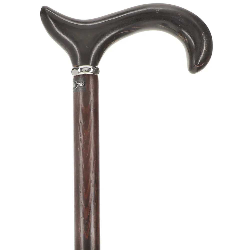 Scratch and Dent Buffalo Horn Derby Cane: Premium, Textured Exotic Wenge Wood V2364