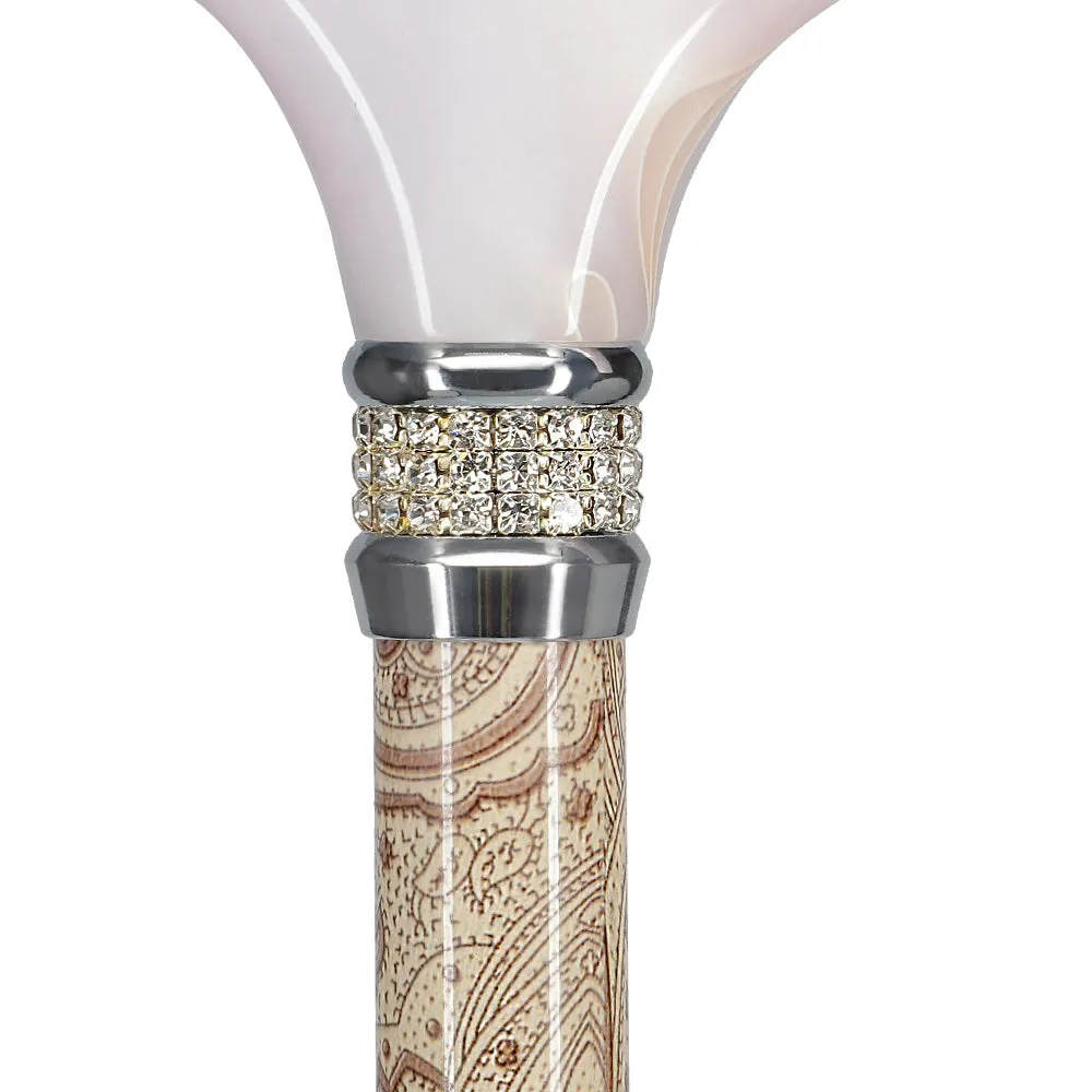 Scratch and Dent Creme Pearlz Designer Adjustable Cane V1697