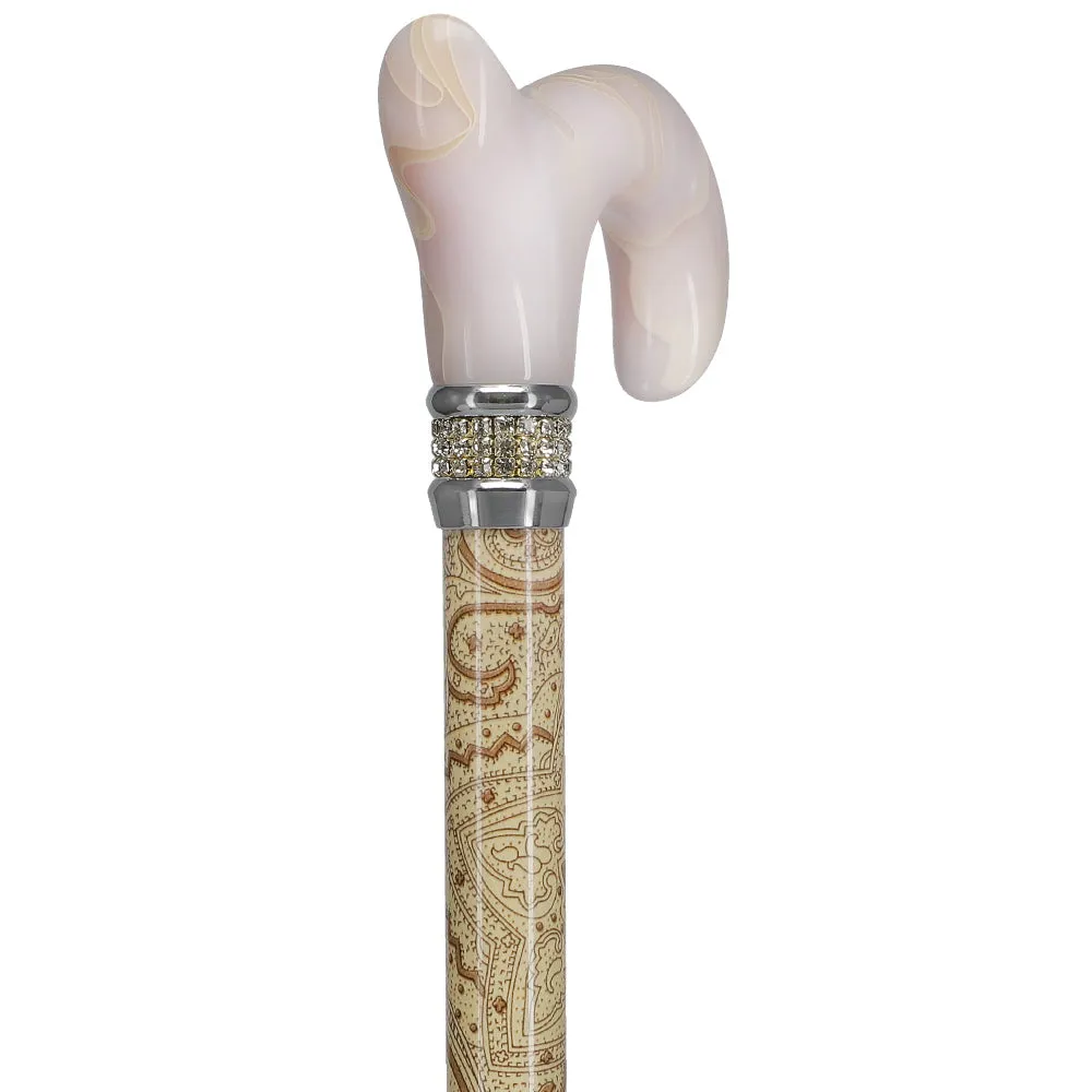 Scratch and Dent Creme Pearlz Designer Adjustable Cane V1697