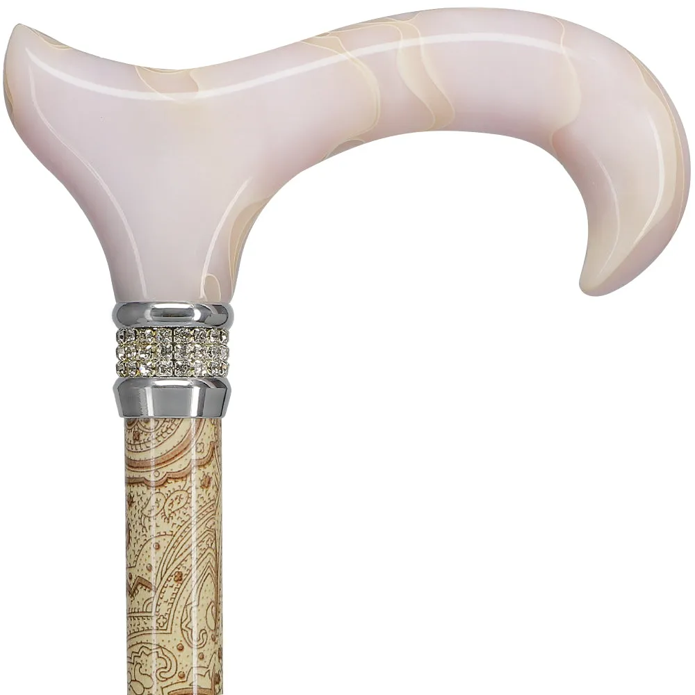 Scratch and Dent Creme Pearlz Designer Adjustable Cane V1697