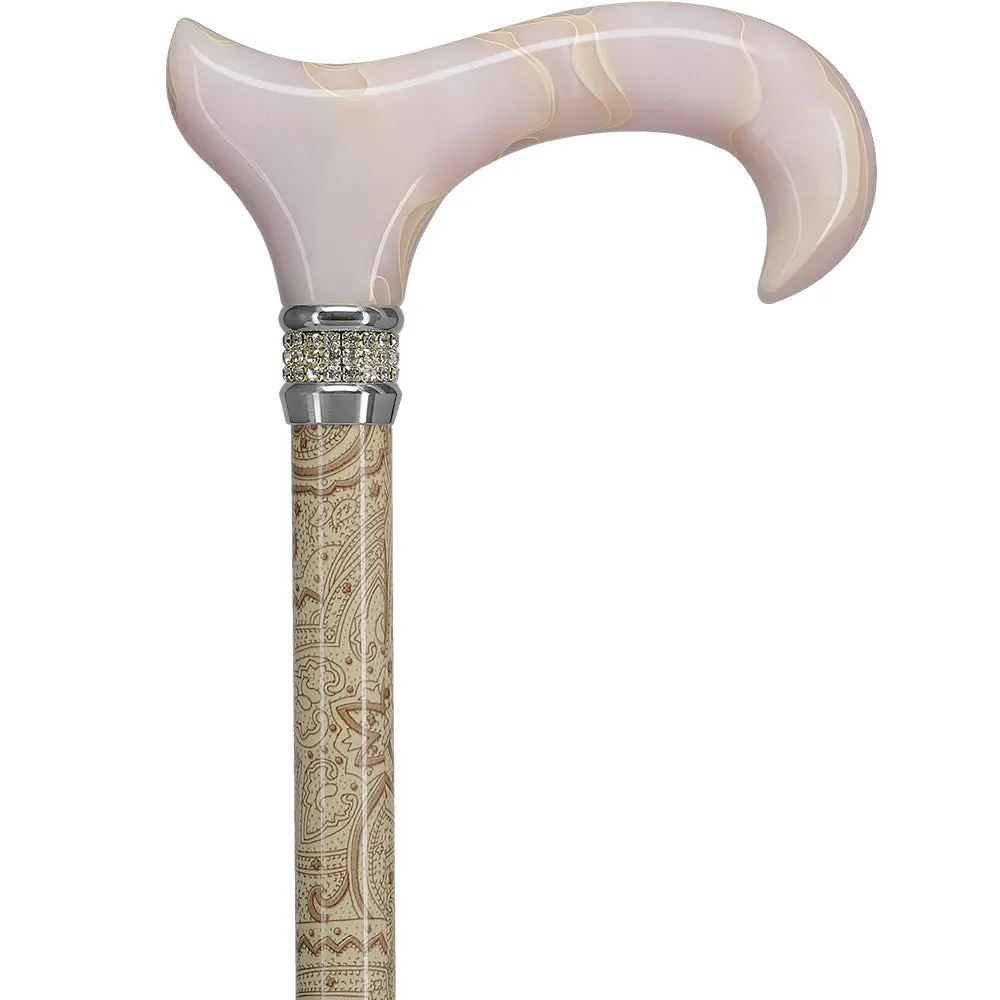 Scratch and Dent Creme Pearlz Designer Adjustable Cane V1697